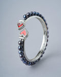 Little Hearts Enamel Pearl Bangle - Chandrani Pearls