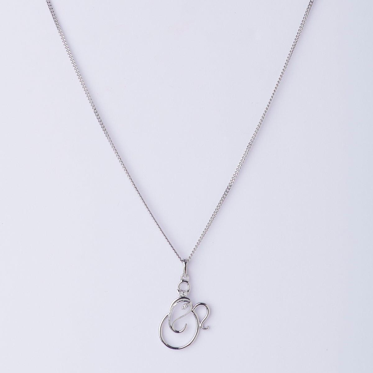 Lord Ganesha Silver Pendant with chain - Chandrani Pearls