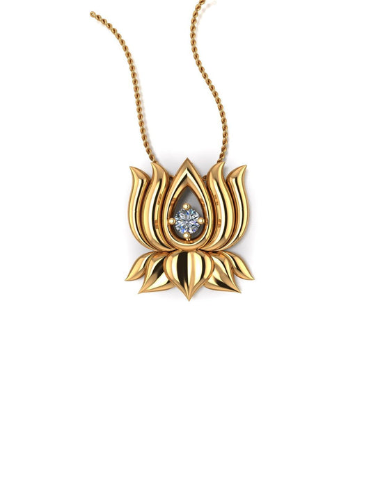 Lotus Silver Pendant with chain - Chandrani Pearls