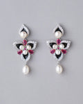 Lovely Flowers Stone Studded Pearl Earring - Chandrani Pearls