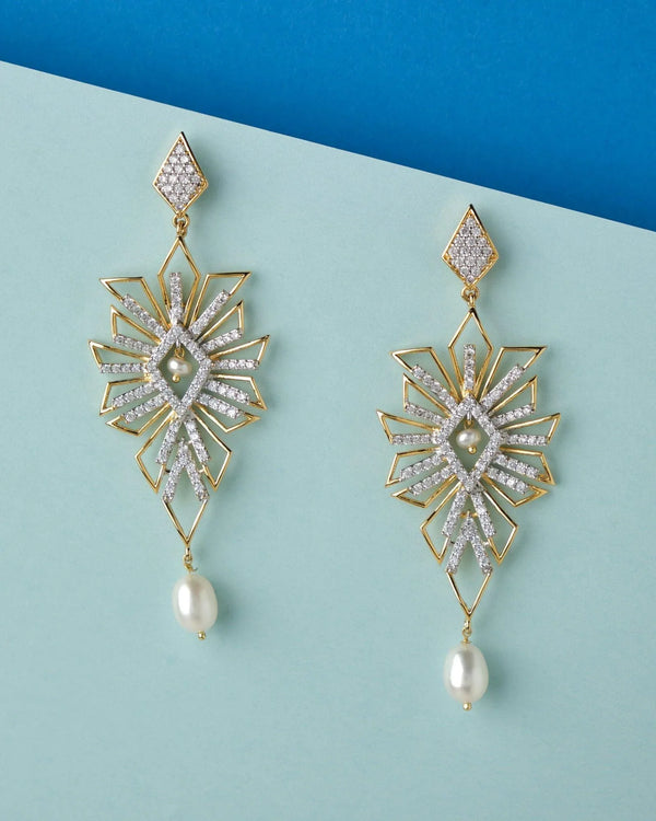 Lubna Floral Pearl Drop Earring - Chandrani Pearls