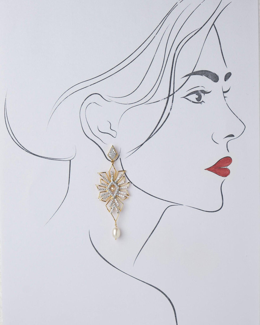 Lubna Floral Pearl Drop Earring - Chandrani Pearls