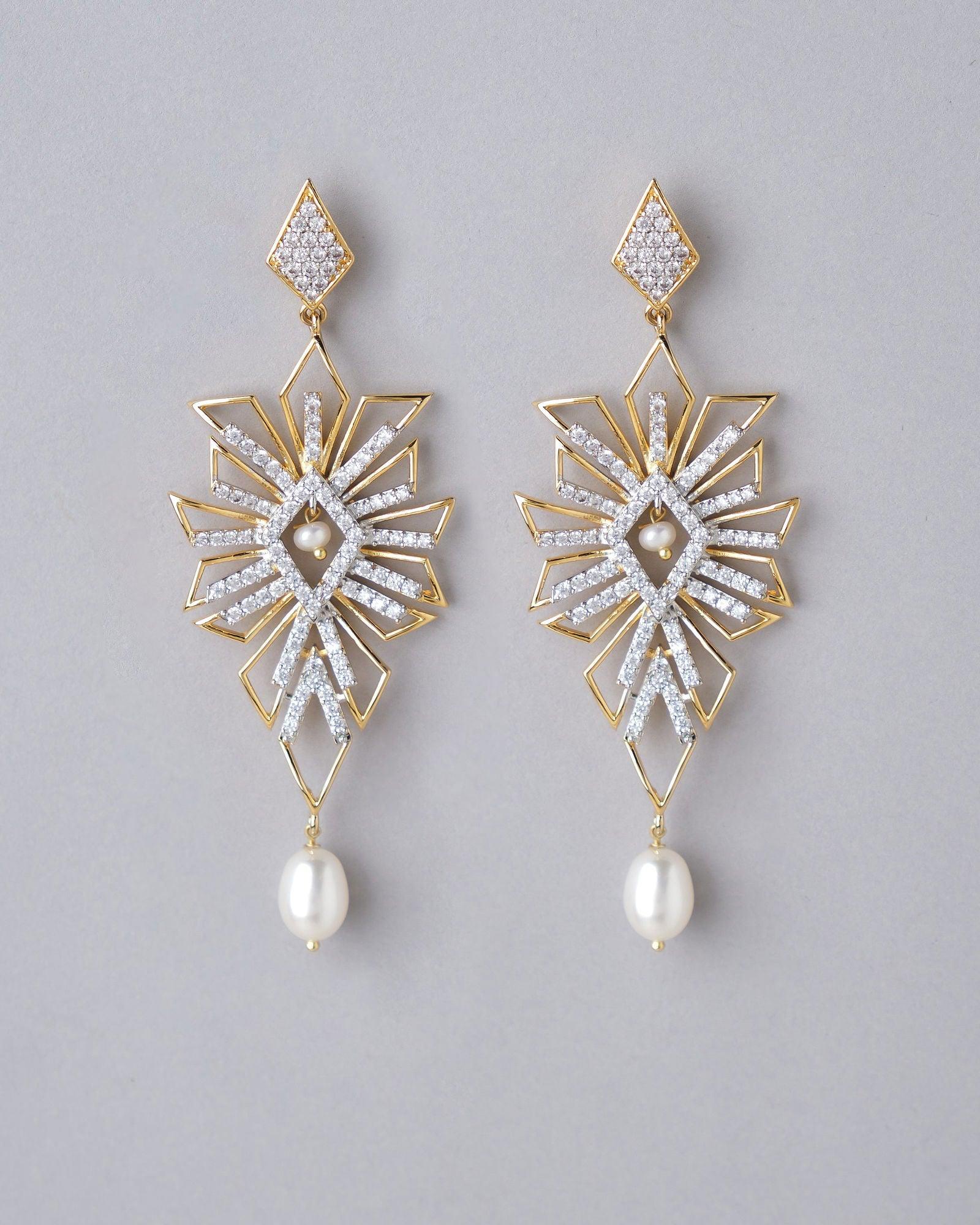 Lubna Floral Pearl Drop Earring - Chandrani Pearls