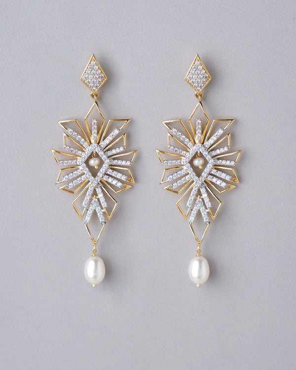 Lubna Floral Pearl Drop Earring - Chandrani Pearls