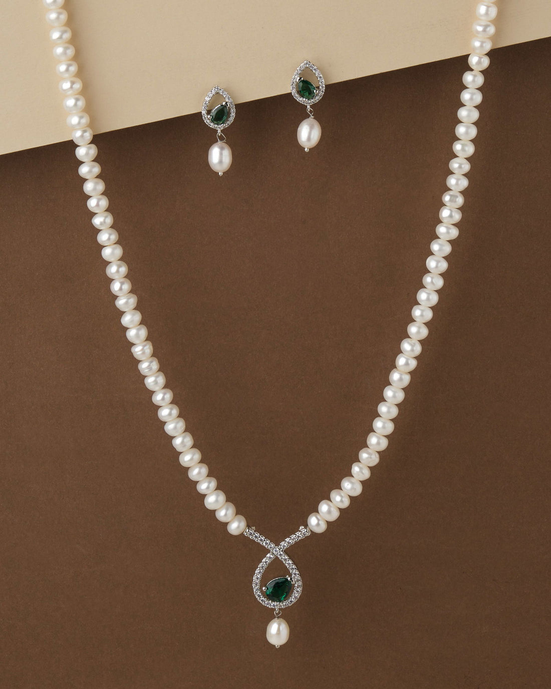 Lyrical Tear Drop Pearl Necklace Set - Chandrani Pearls