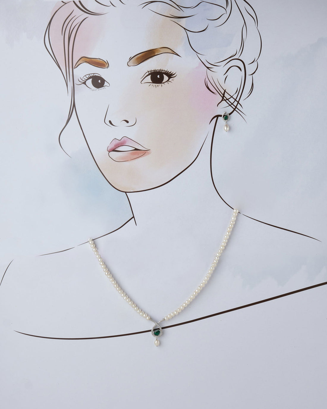 Lyrical Tear Drop Pearl Necklace Set - Chandrani Pearls