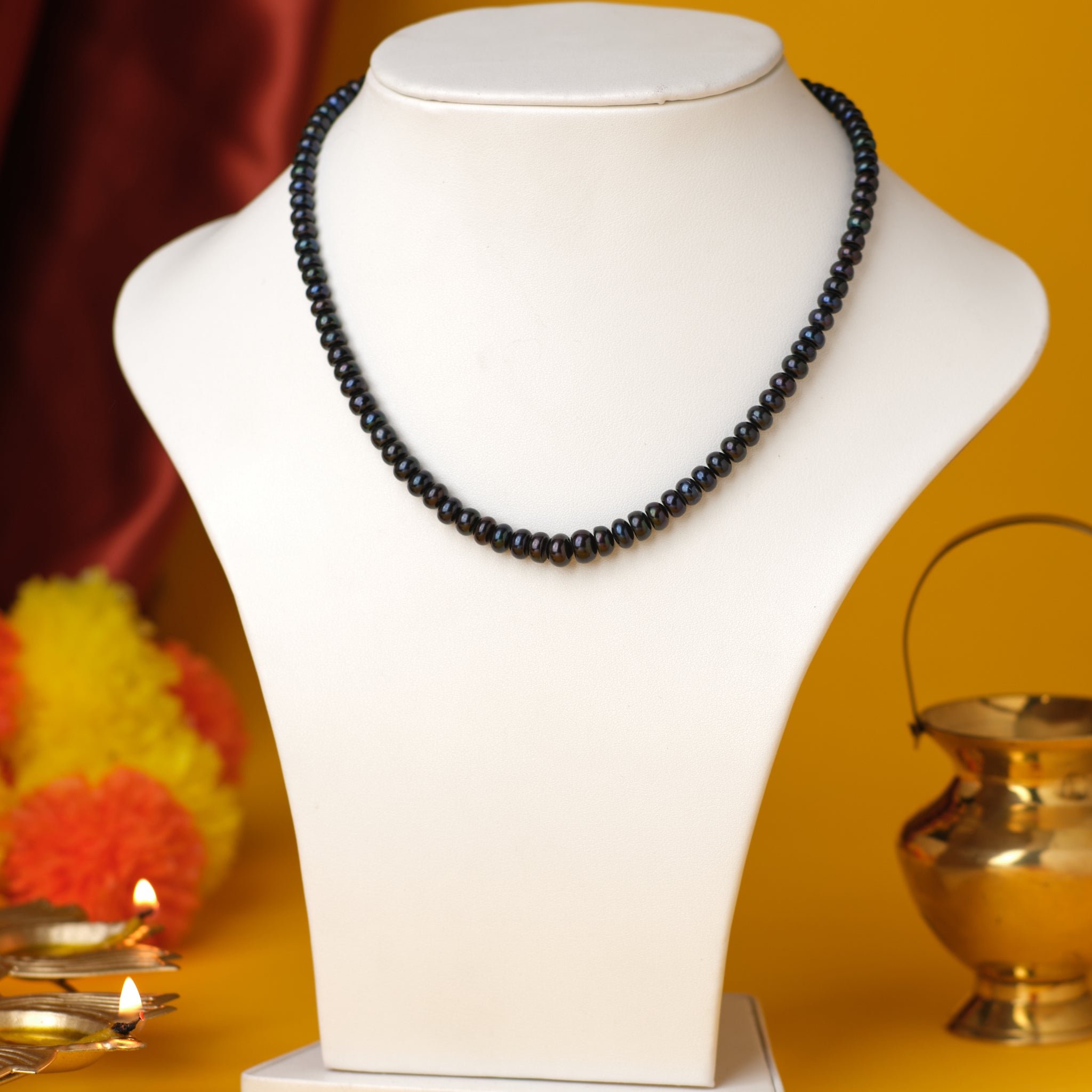 Dark Black Pearl Necklace