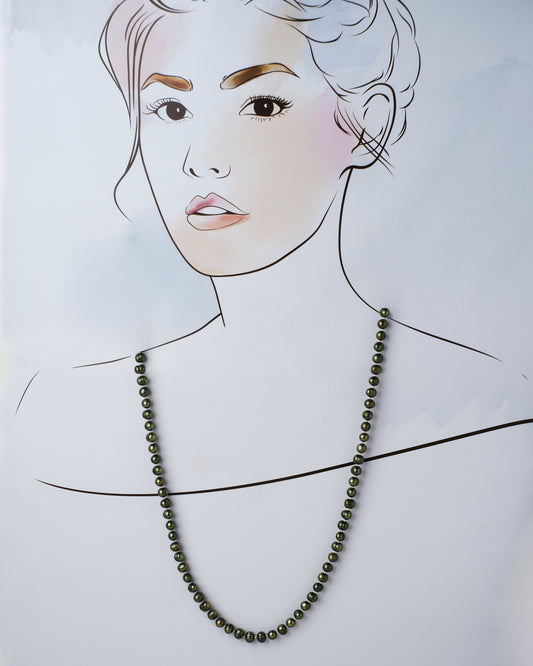 Elegant Dark Green Pearl Necklace