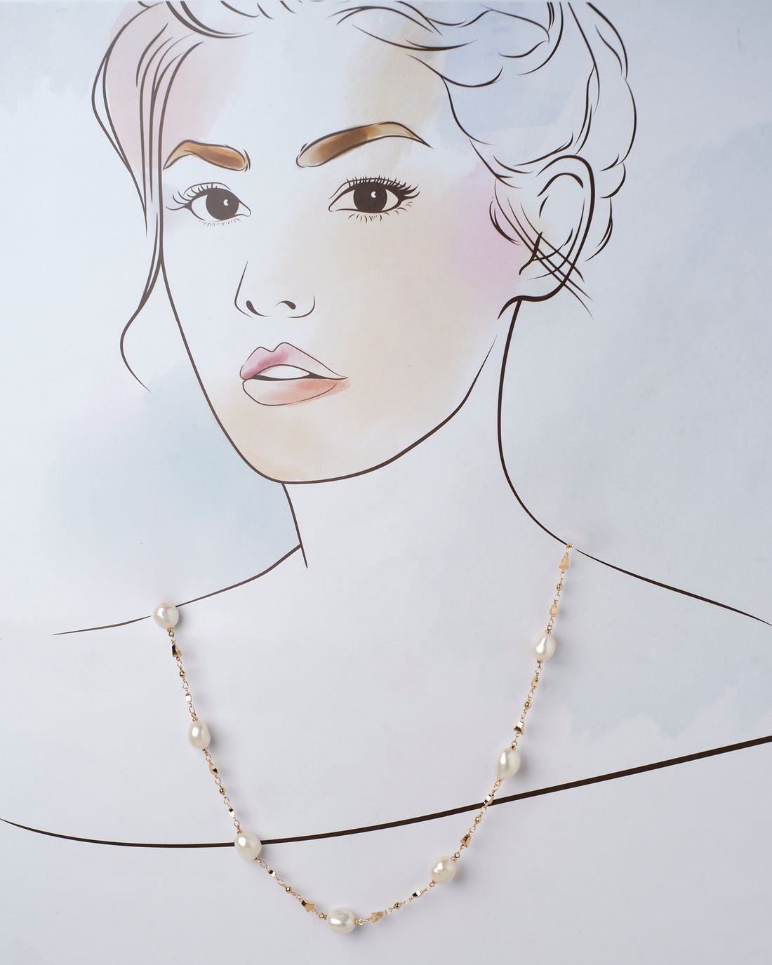 The Infinite Grace-Golden Statement Pearl Necklace by Chandrani Pearls exudes elegance, beautifully displayed on a purple surface with a lavender background, capturing the essence of luxury.