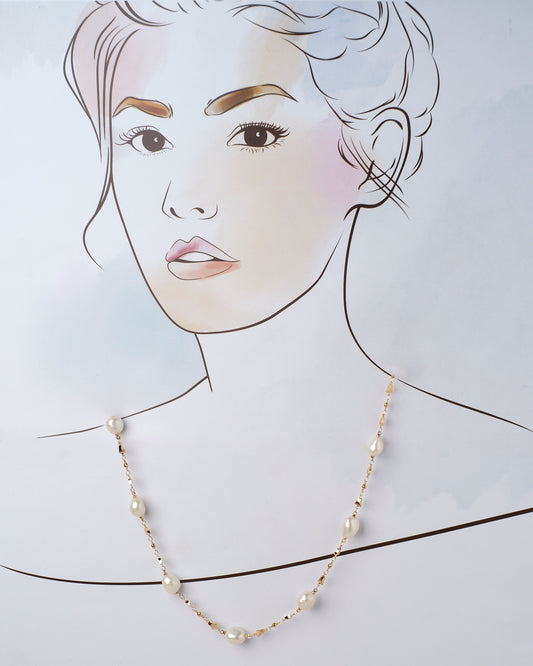 The Infinite Grace-Golden Statement Pearl Necklace