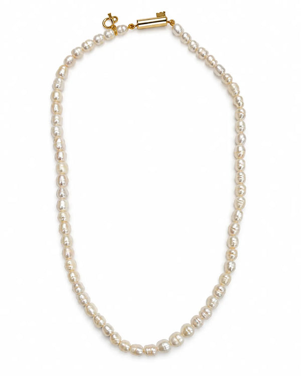 Lustrous White Freshwater Pearl Strand Mala Necklace