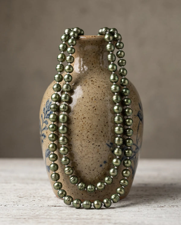 Olive Royale Double Strand Pearl Mala
