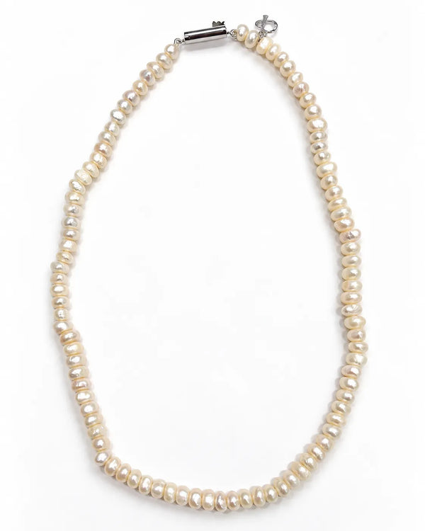 Elegant Natural White Freshwater Pearl Mala Necklace