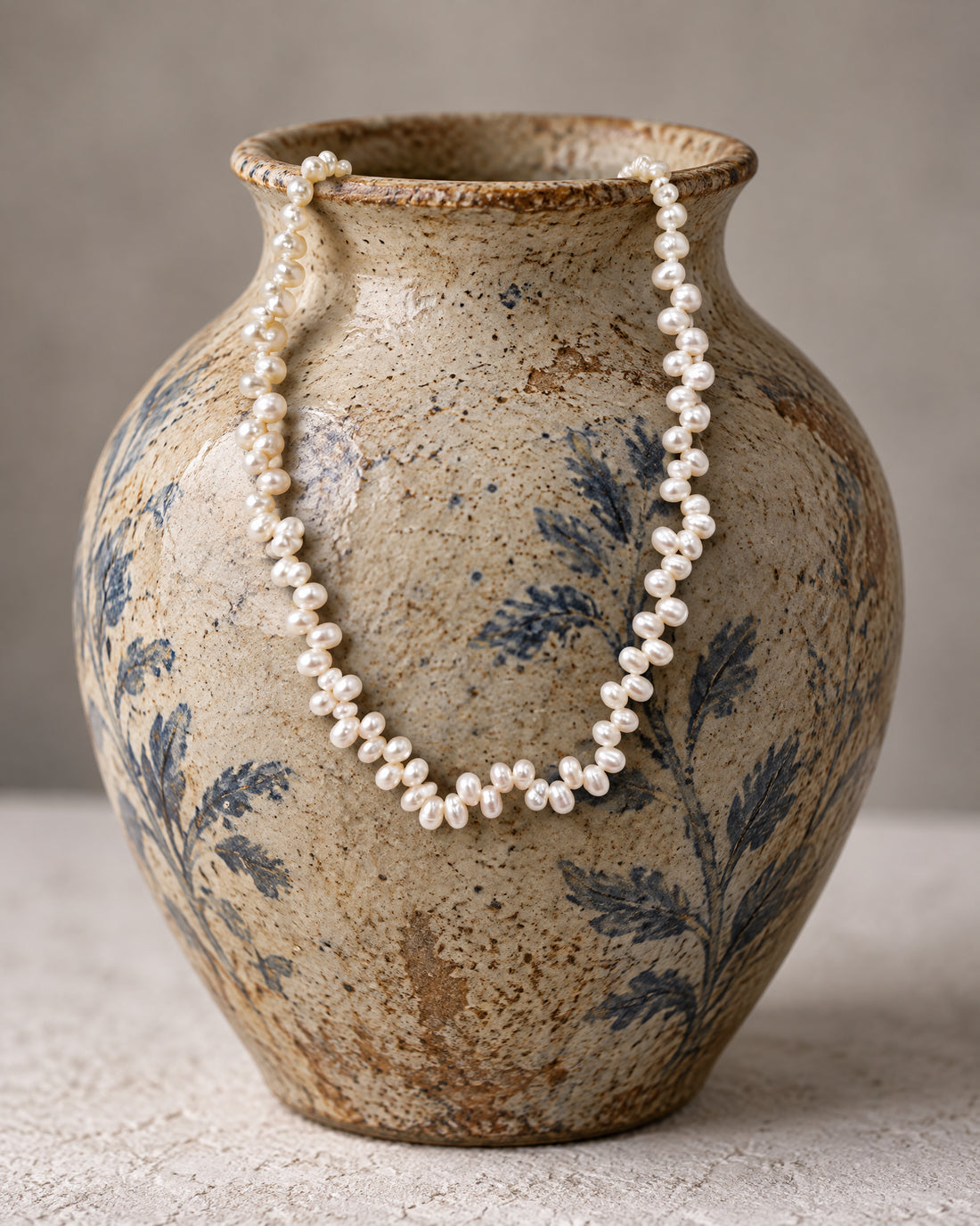 Woven White Freshwater Pearl Mala Necklace