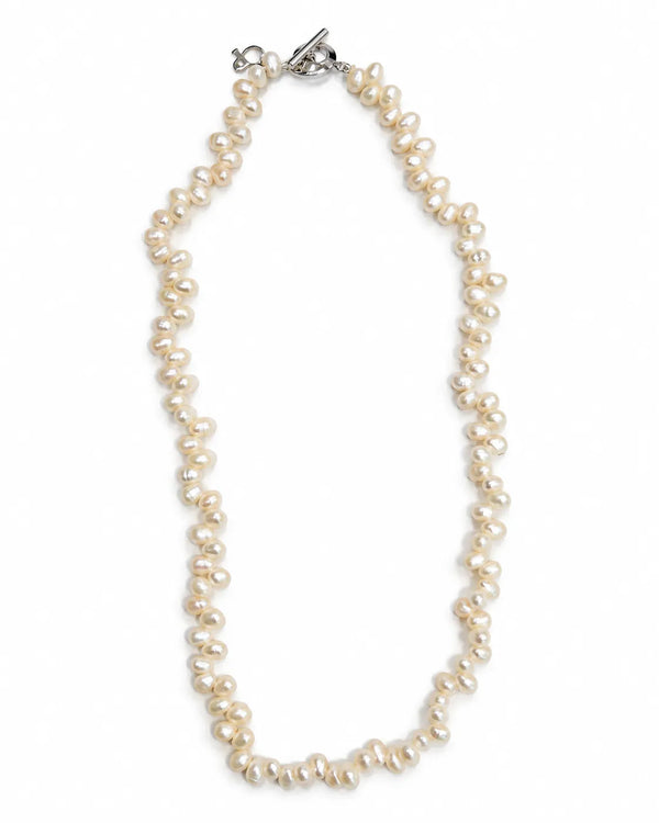 Woven White Freshwater Pearl Mala Necklace
