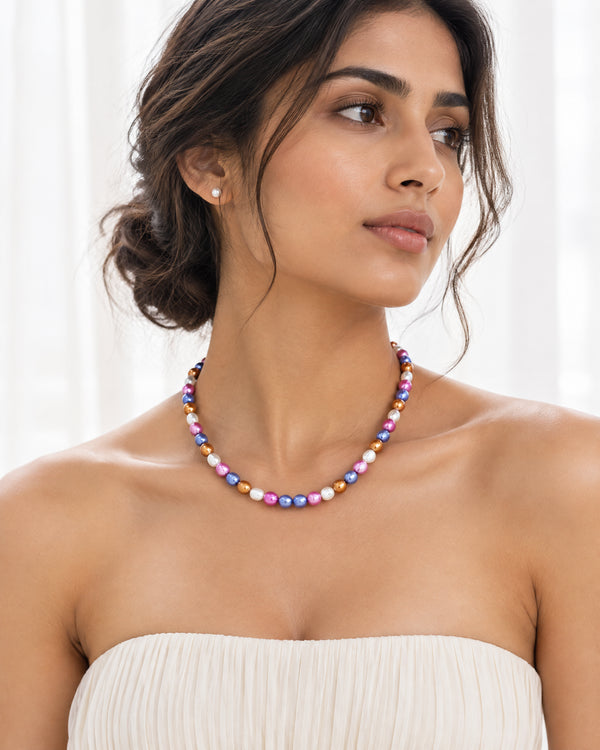 Vibrant Multi-Tone Pearl Mala Necklace