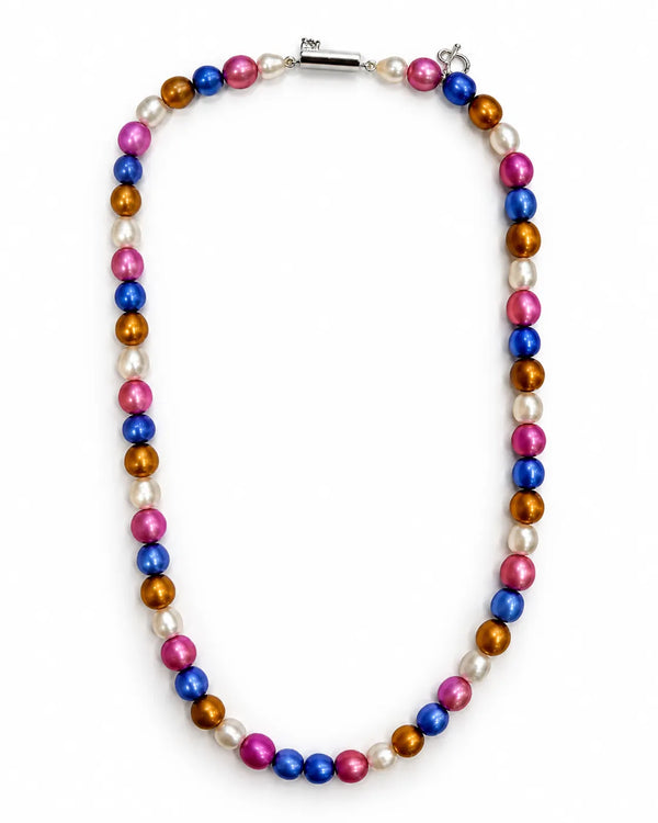 Vibrant Multi-Tone Pearl Mala Necklace