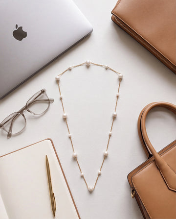Luminous White Freshwater Pearl Station Chain Necklace