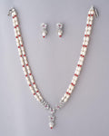 Magnificent Floral CZ Pendant Pearl Necklace Set - Chandrani Pearls