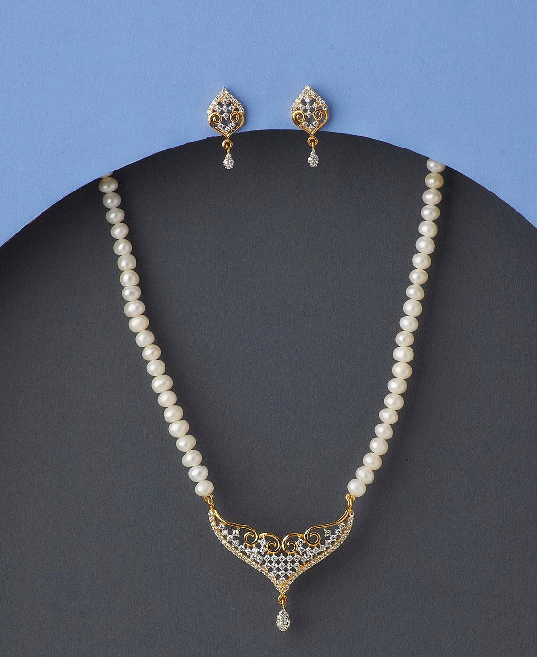 Mangalsutra Design Pearl Necklace Set - Chandrani Pearls
