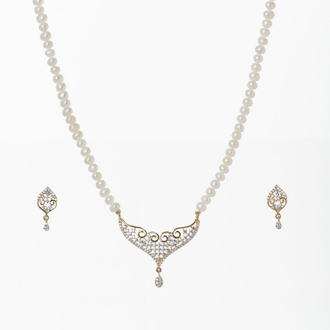 Mangalsutra Design Pearl Necklace Set - Chandrani Pearls