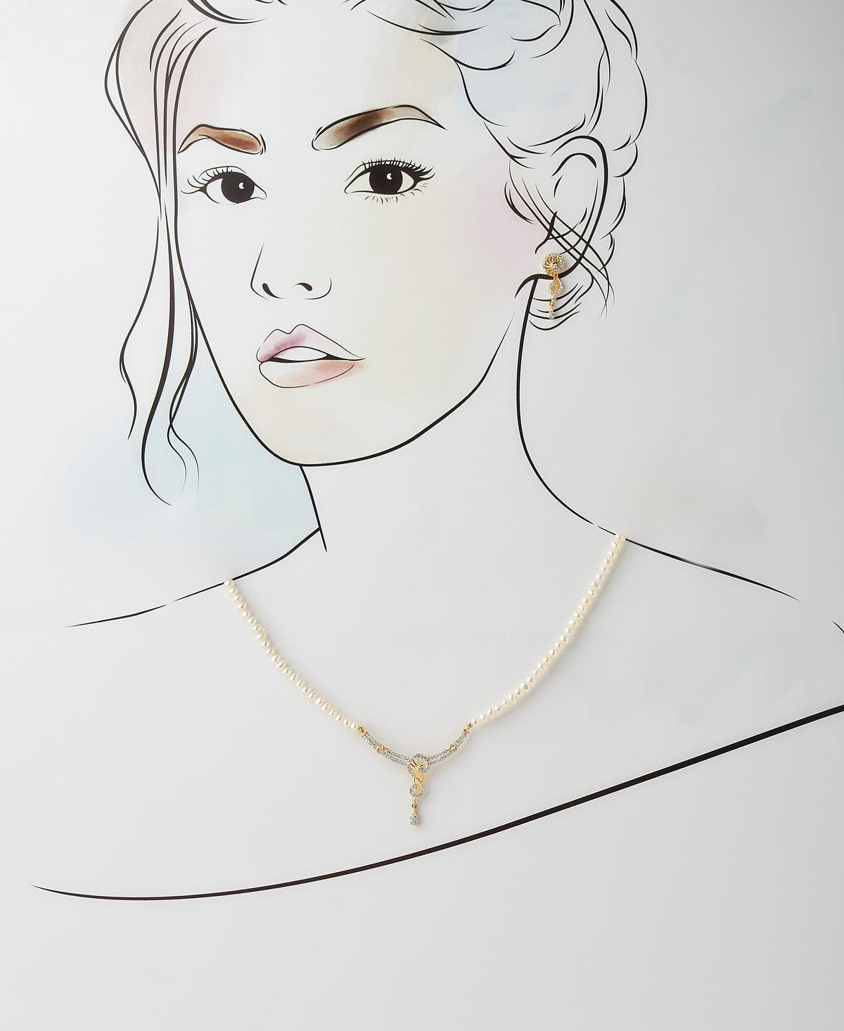 Mangalsutra Design Pearl Necklace Set - Chandrani Pearls