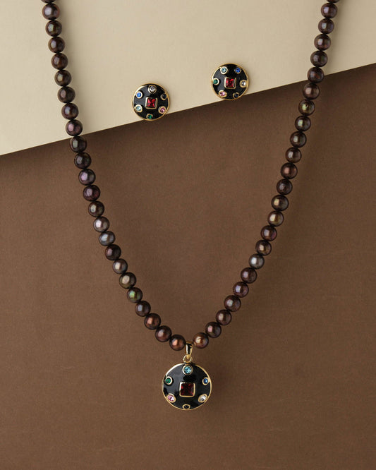 Multi Color Stone Necklace Set - Chandrani Pearls