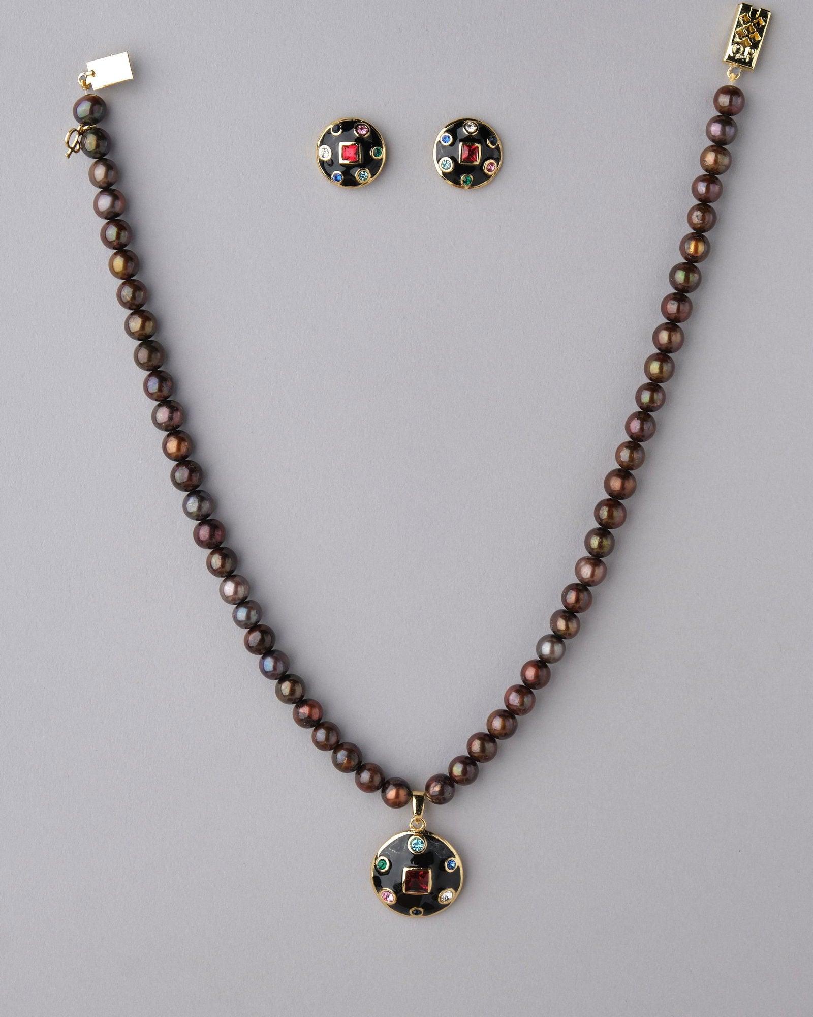 Multi Color Stone Necklace Set - Chandrani Pearls