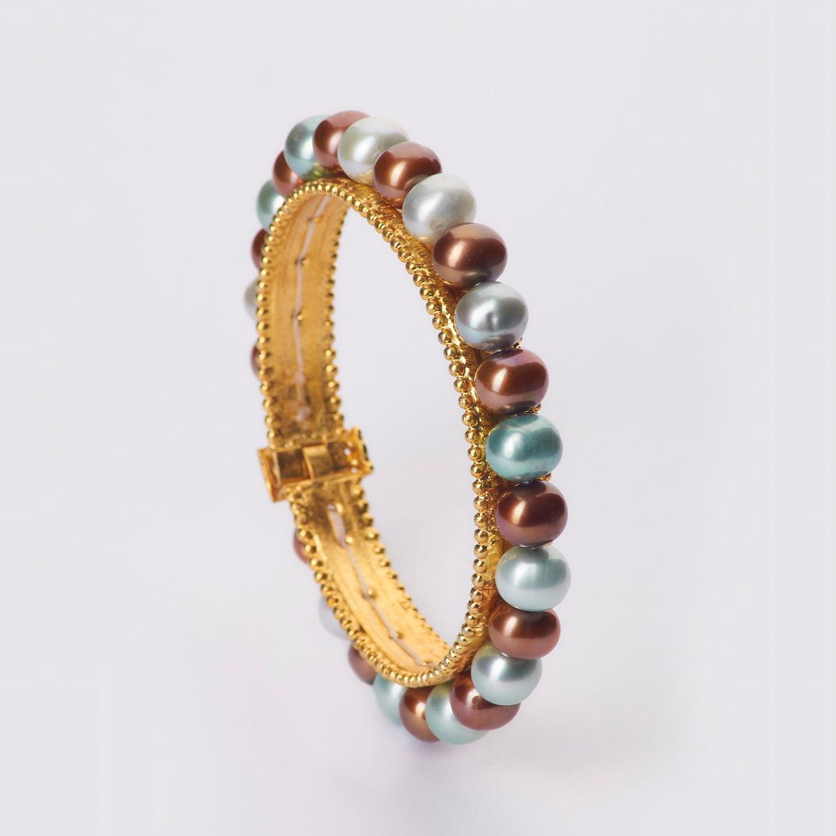 Multi Real Pearl Bangle - Chandrani Pearls