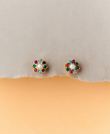 Navaratna Pearl Studded Earring - Chandrani Pearls