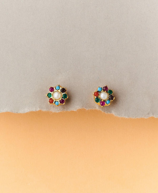 Navaratna Pearl Studded Earring - Chandrani Pearls