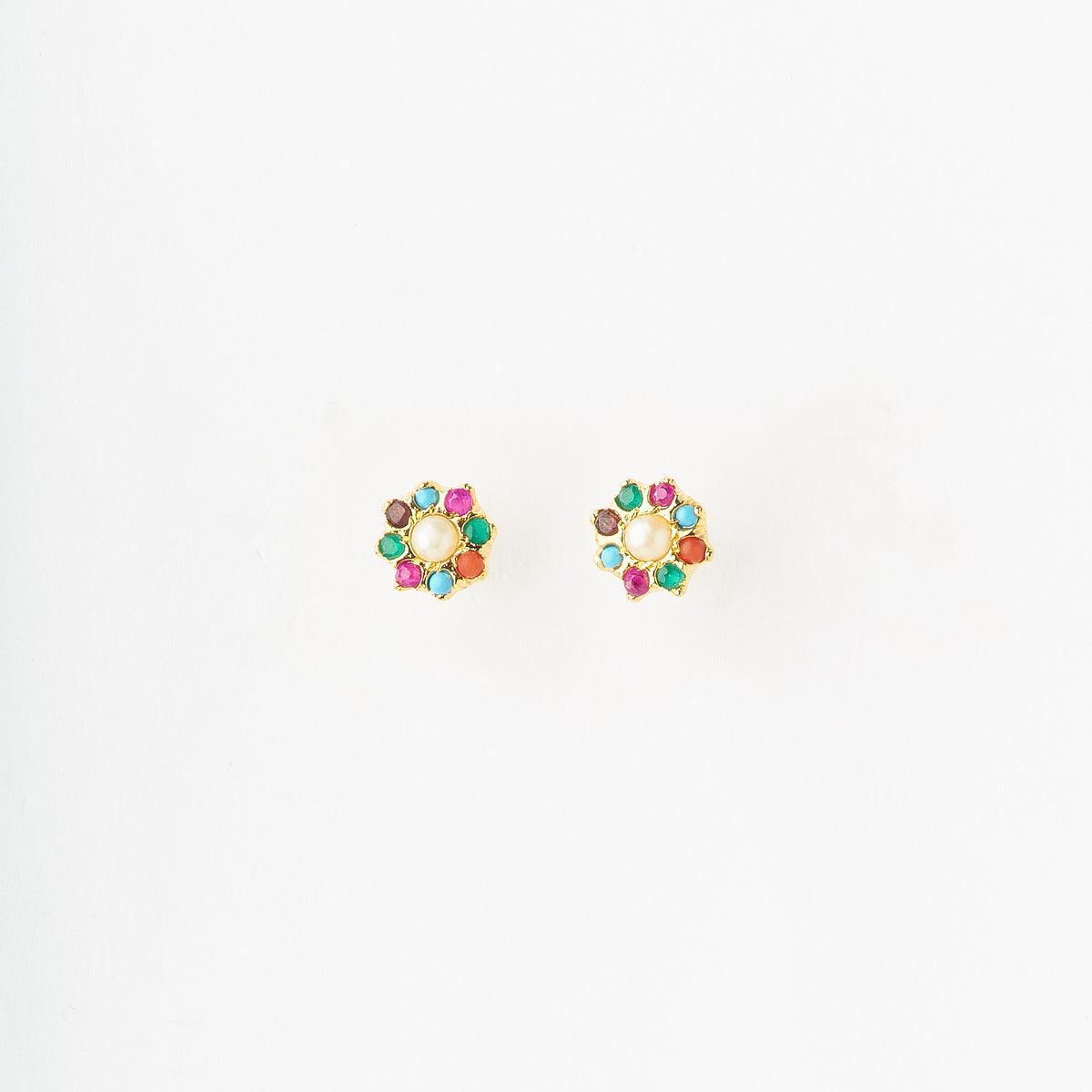 Navaratna Pearl Studded Earring - Chandrani Pearls