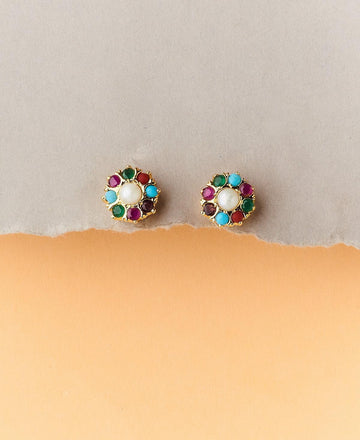 Navaratna Pearl Studded Earring - Chandrani Pearls