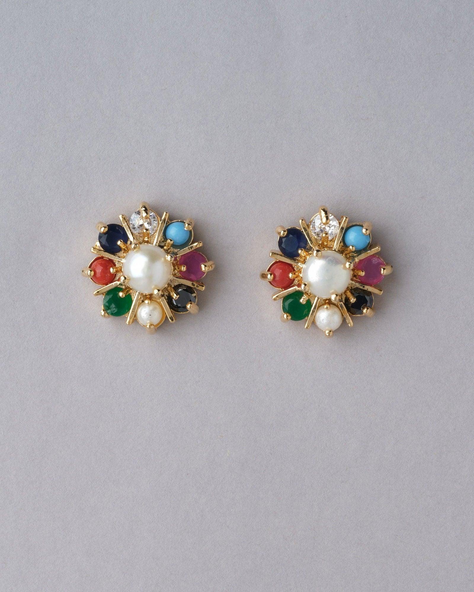 Navaratnam Stud Pearl Earring - Chandrani Pearls