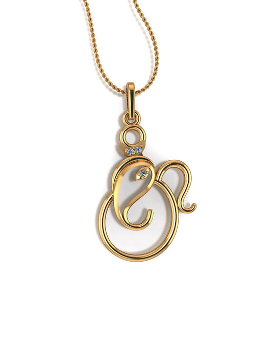 OM Ganesha Silver Pendant with chain - Chandrani Pearls