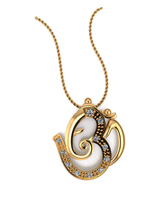 OM Ganesha Silver Pendant with chain - Chandrani Pearls