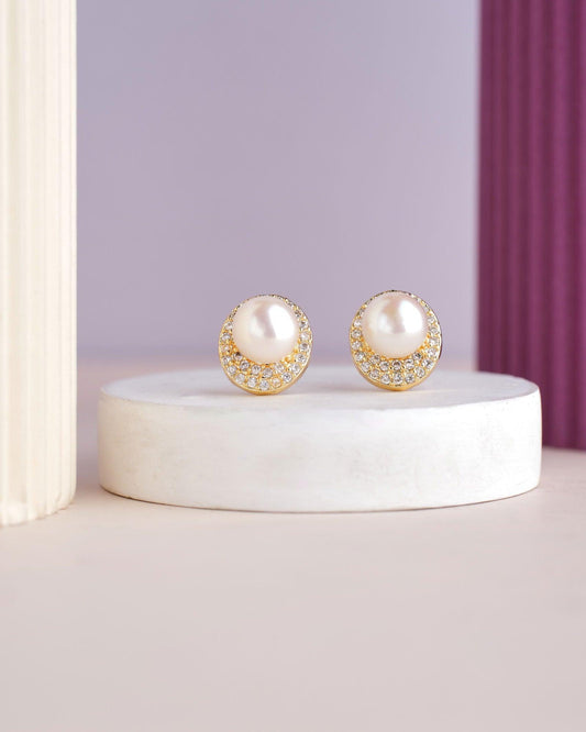 Oval Pearl Stud Earring - Chandrani Pearls