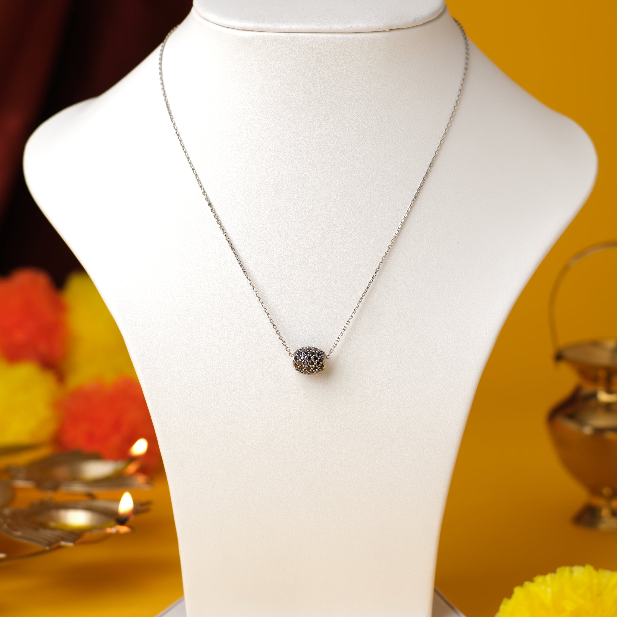 Sterling Silver Black CZ Stone Pendant