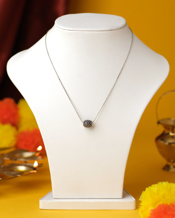 Sterling Silver Black CZ Stone Pendant