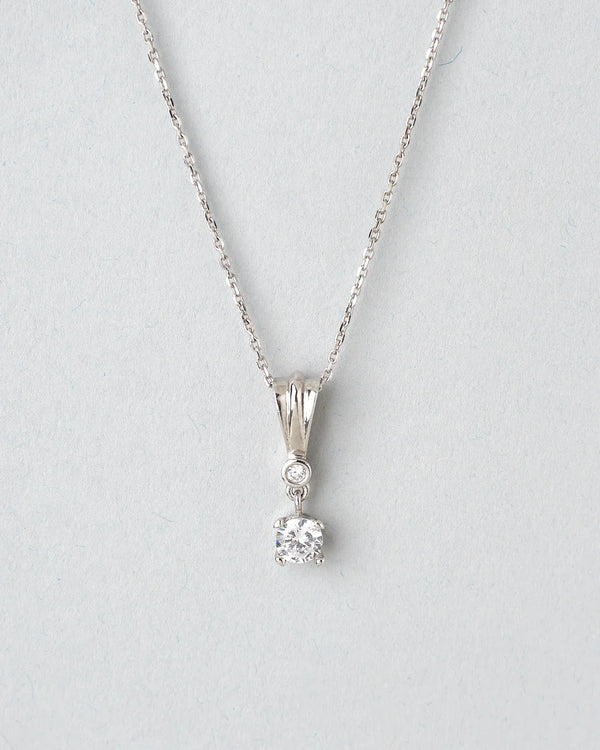Solitaire CZ Silver Pendant
