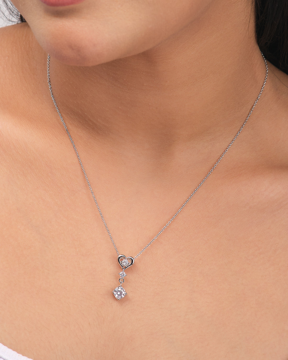 Pendant with Little Heart of CZ in Demifine Silver