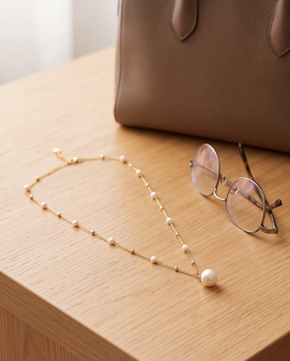 Luminous Pearl Pendant Chain Necklace