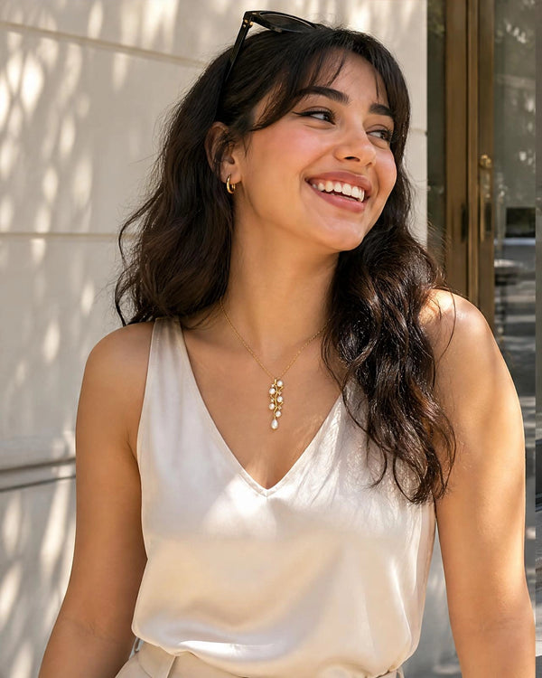 Diamond-Accent Pearl Floral Branch Pendant Necklace