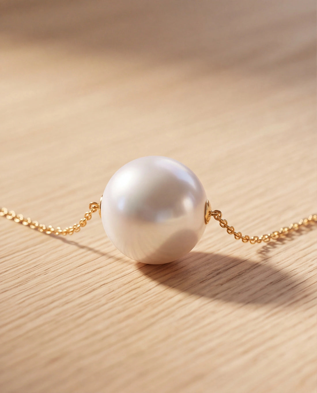 Single Floating Pearl Solitaire Chain Necklace