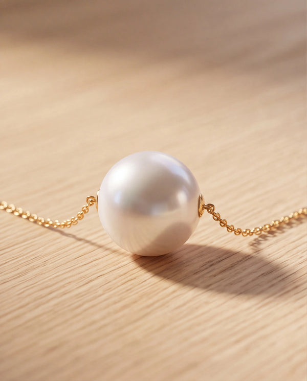Single Floating Pearl Solitaire Chain Necklace