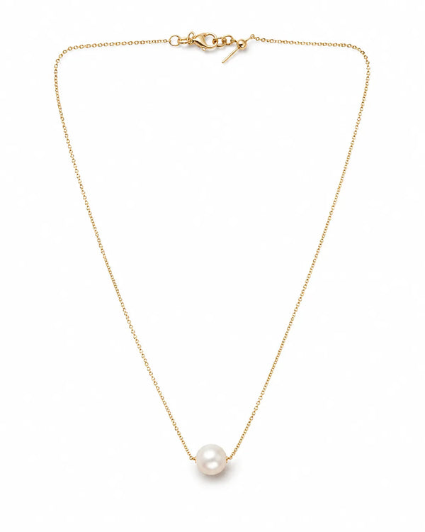 Single Floating Pearl Solitaire Chain Necklace