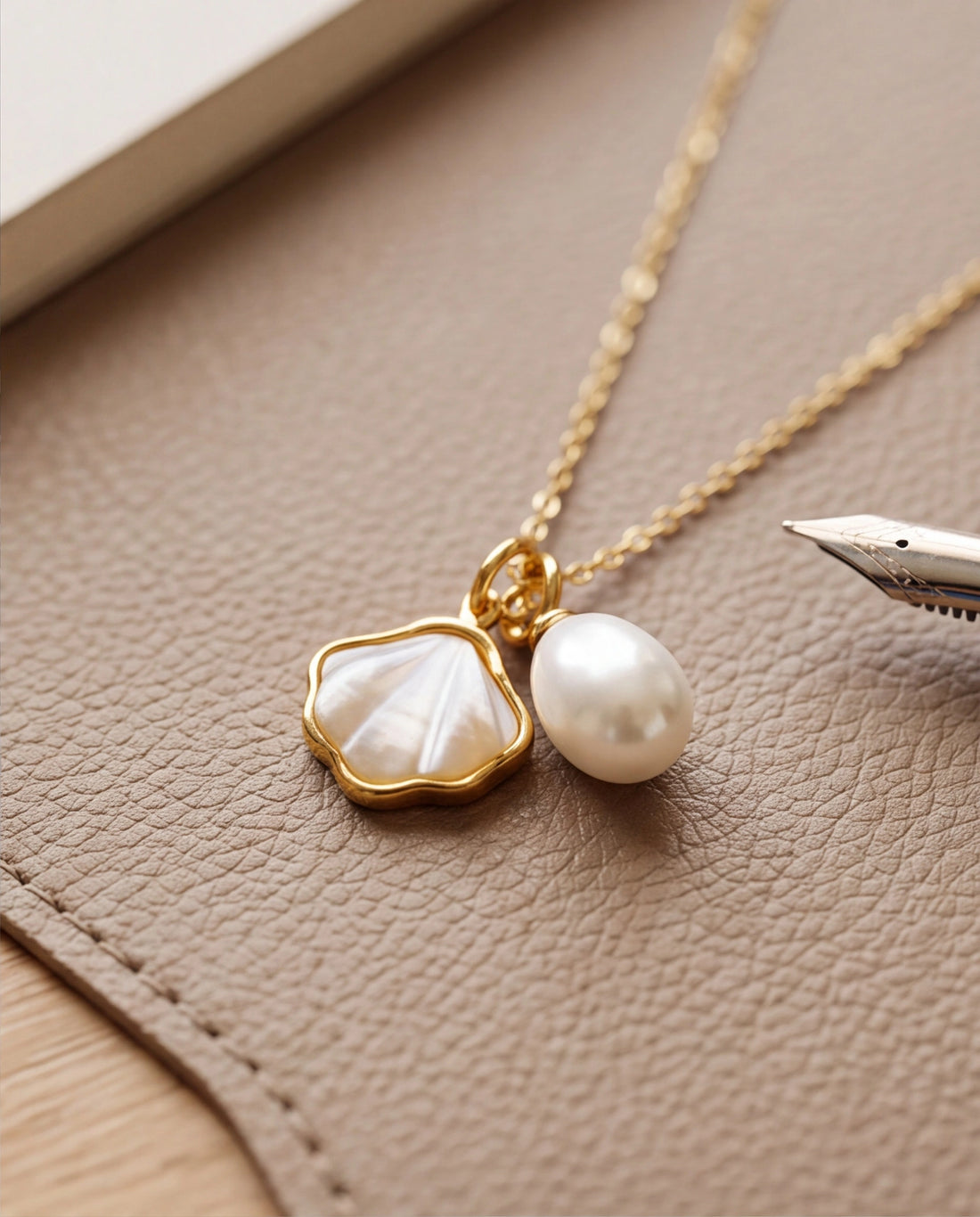 Mother of Pearl Freshwater Pearl Charm Necklace