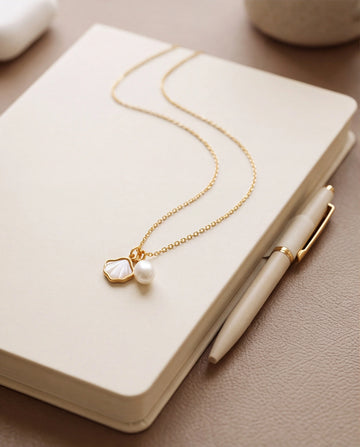 Mother of Pearl Freshwater Pearl Charm Necklace