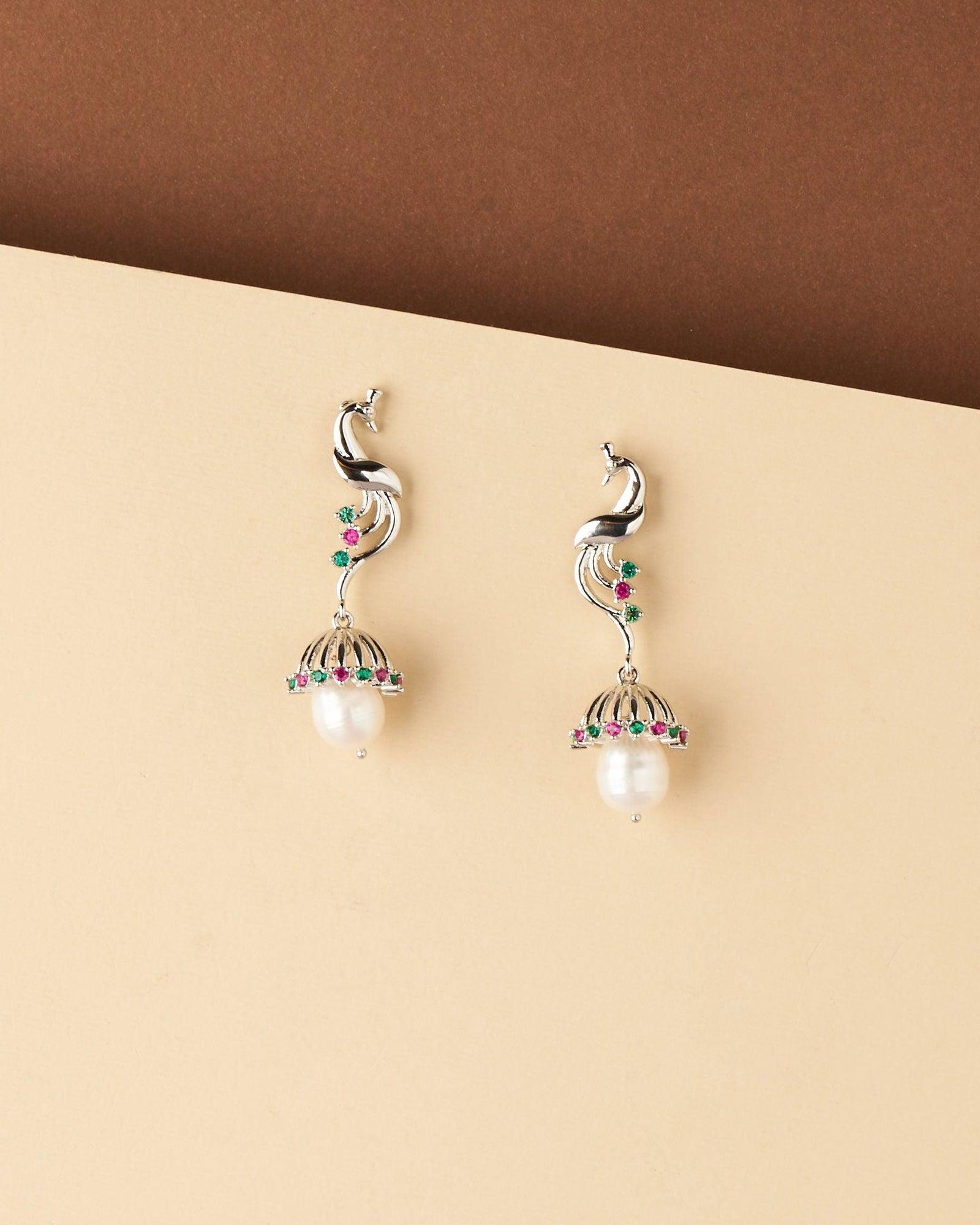 Peacock Graceful Pearl hanging Earring - Chandrani Pearls