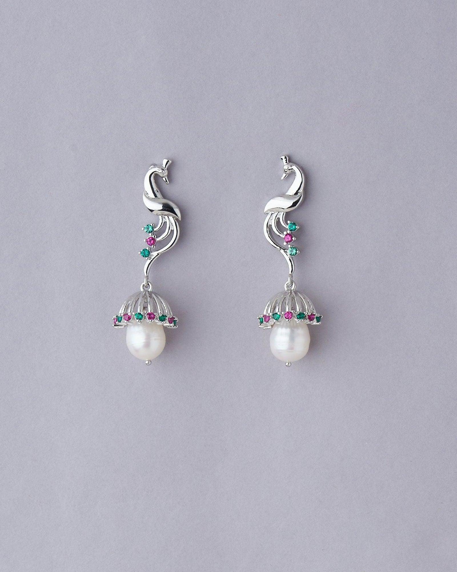 Peacock Graceful Pearl hanging Earring - Chandrani Pearls